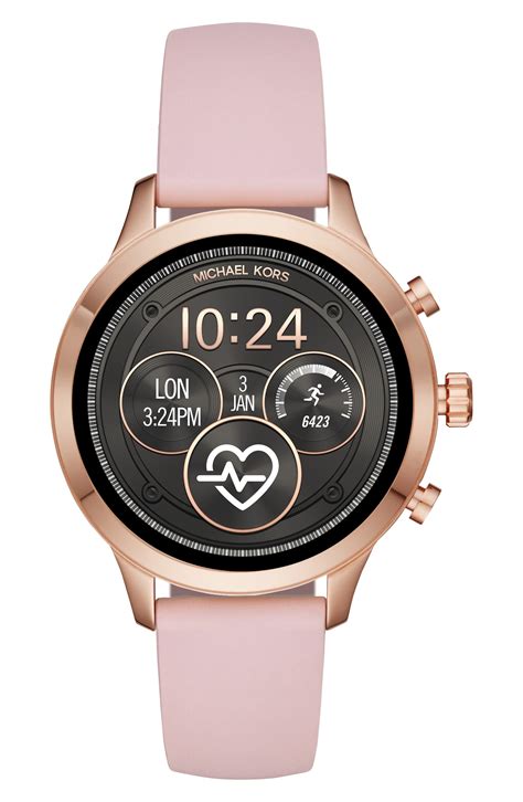 michael kors runway silicone touchscreen strap smartwatch rose gold pink|Runway Silicone Smartwatch Strap .